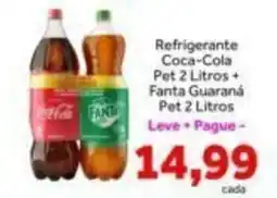 Shibata Supermercados Refrigerante Coca-Cola Pet 2 Litros + Fanta Guaraná Pet 2 Litros oferta