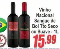 Serrano Supermercado Vinho Nacional Sangue de Boi Tto Seco ou Suave oferta