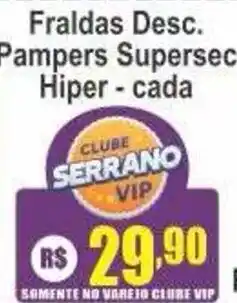 Serrano Supermercado Fraldas Desc. Pampers Supersec oferta