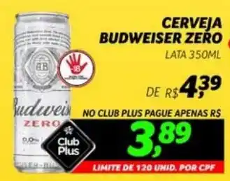 Supermercado Cubatao Cerveja budweiser zero oferta