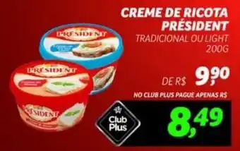 Supermercado Cubatao Creme de ricota president tradicional ou light oferta