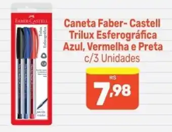 Caneta Faber- Castell Trilux Esferográfica Azul, Vermelha e Preta