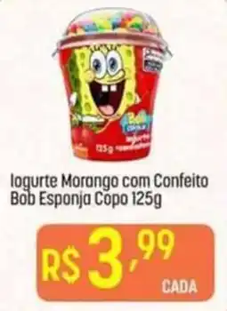 Muffato logurte morango com confeito bob esponja copo oferta