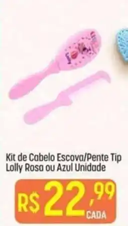 Muffato Kit de Cabelo Escova/Pente Tip Lolly Rosa ou Azul oferta