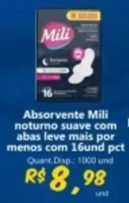 Supermercados Manentti Absorvente mili noturno suave com abas oferta