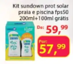 Chama Supermercados Kit sundown prot solar praia e piscina fps50 oferta