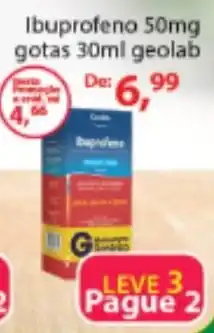 Chama Supermercados Ibuprofeno 50mg gotas 30ml geolab oferta