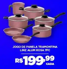 DB Supermercados Jogo de panela tramontina linz alum rosa 7pc oferta