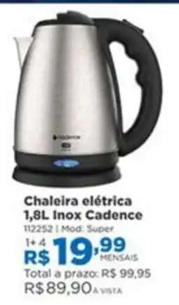 Lojas Solar Chaleira elétrica Inox Cadence oferta