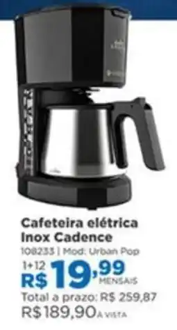 Lojas Solar Cafeteira elétrica inox cadence oferta