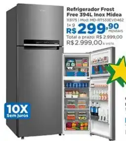 Lojas Solar Refrigerador Frost Free Inox Midea oferta