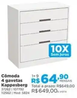 Lojas Solar Cômoda 4 gavetas Kappesberg oferta