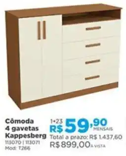 Lojas Solar Cômoda 4 gavetas kappesberg oferta