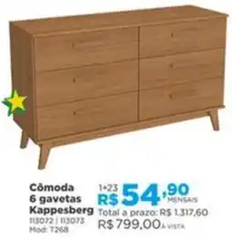 Lojas Solar Cômoda 6 gavetas Kappesberg oferta