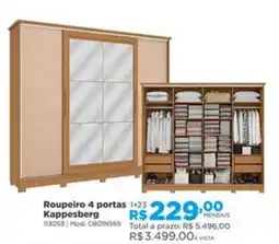 Lojas Solar Roupeiro 4 portas Kappesberg oferta