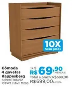 Lojas Solar Cômoda 4 gavetas Kappesberg oferta