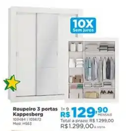 Lojas Solar Roupeiro 3 portas Kappesberg oferta