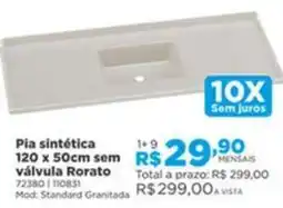 Lojas Solar Pia sintética sem válvula Rorato oferta