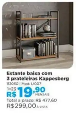Lojas Solar Estante baixa com 3 prateleiras Kappesberg oferta