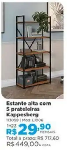 Lojas Solar Estante alta com 5 prateleiras Kappesberg oferta