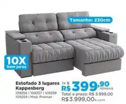 Lojas Solar Estofado 3 lugares Kappesberg oferta