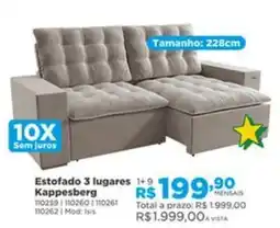 Lojas Solar Estofado 3 lugares Kappesberg oferta
