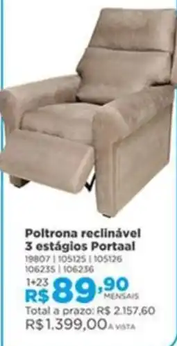 Lojas Solar Poltrona reclinável 3 estágios Portaal oferta