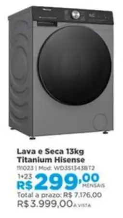 Lojas Solar Lava e seca 13kg titanium hisense oferta