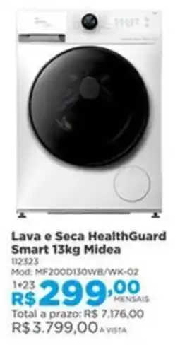 Lojas Solar Lava e seca healthguard smart 13kg midea oferta