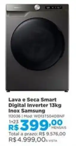 Lojas Solar Lava e seca smart digital inverter 13kg inox samsung oferta
