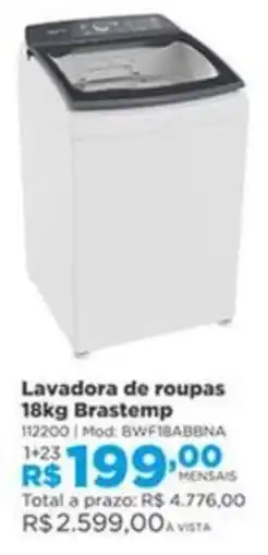 Lojas Solar Lavadora de roupas 18kg Brastemp oferta