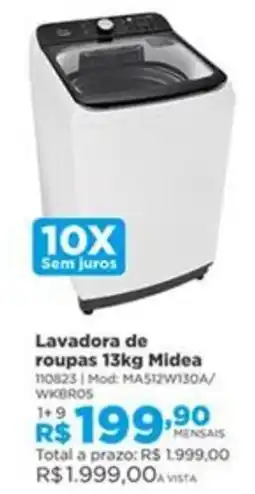 Lojas Solar Lavadora de roupas 13kg Midea oferta