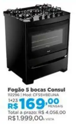 Lojas Solar Fogão 5 bocas Consul oferta