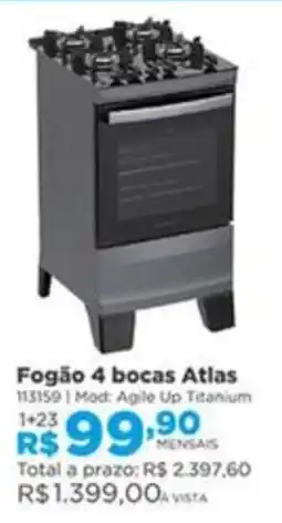 Lojas Solar Fogão 4 bocas Atlas oferta