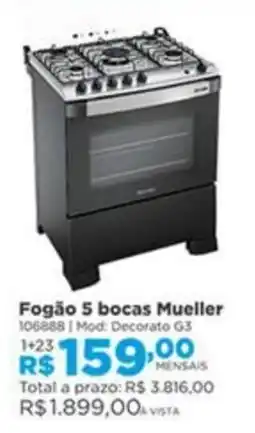 Lojas Solar Fogão 5 bocas Mueller oferta