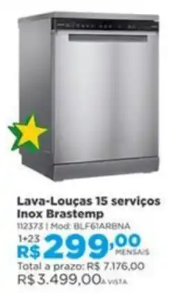 Lojas Solar Lava-louças 15 serviços inox brastemp oferta