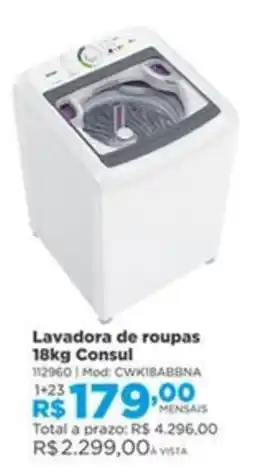 Lojas Solar Lavadora de roupas 18kg Consul oferta