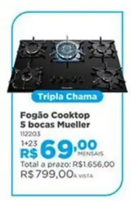 Lojas Solar Fogão Cooktop 5 bocas Mueller oferta