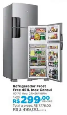 Lojas Solar Refrigerador Frost Free 451L Inox Consul oferta