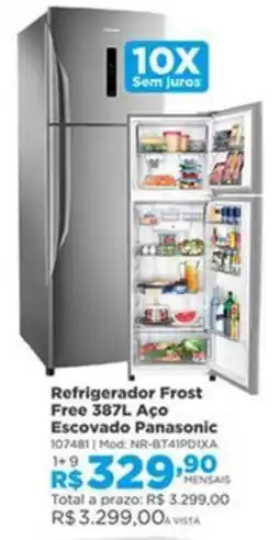 Lojas Solar Refrigerador Frost Free 387L Aço Escovado Panasonic oferta
