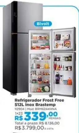 Lojas Solar Refrigerador Frost Free 512L Inox Brastemp oferta