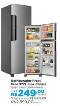 Lojas Solar Refrigerador Frost Free 377L Inox Consul oferta