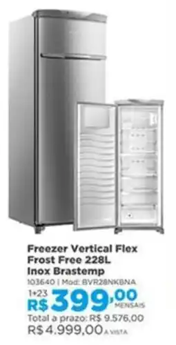 Lojas Solar Freezer Vertical Flex Frost Free 228L Inox Brastemp oferta