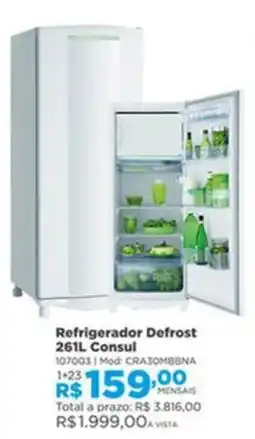 Lojas Solar Refrigerador Defrost 261L Consul oferta