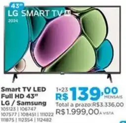 Lojas Solar Smart tv led full hd 43" lg / samsung oferta