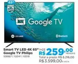 Lojas Solar Smart TV LED 4K 65" Google TV Philips oferta