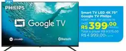 Lojas Solar Smart TV LED 4K 75" Google TV Philips oferta