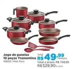 Lojas Solar Jogo de panelas 10 peças Tramontina oferta