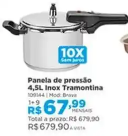 Lojas Solar Panela de pressão 4,5L inox tramontina oferta