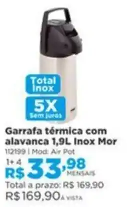 Lojas Solar Garrafa térmica com alavanca Inox Mor oferta
